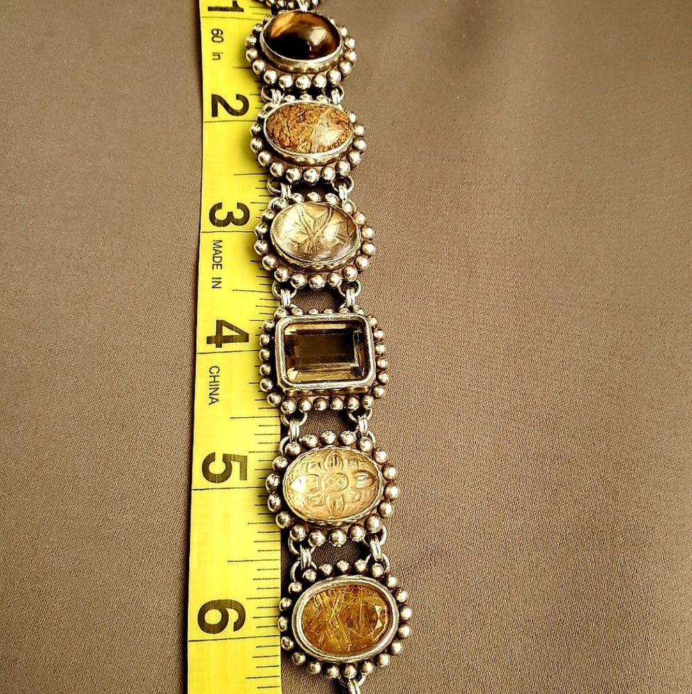 Stephen Dweck Sterling gemstone toggle Bracelet 7" long